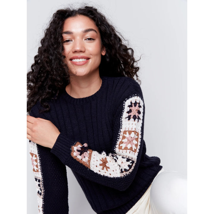 Charlie B Crochet Sleeve Sweater