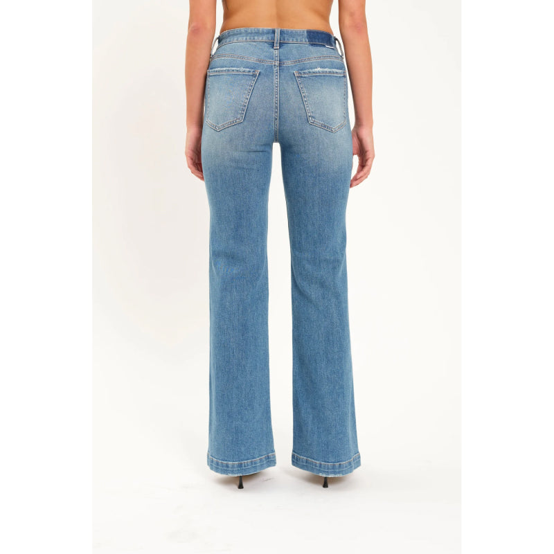 Daze Denim Heart Breaker Mid Rise Flare - Text Me