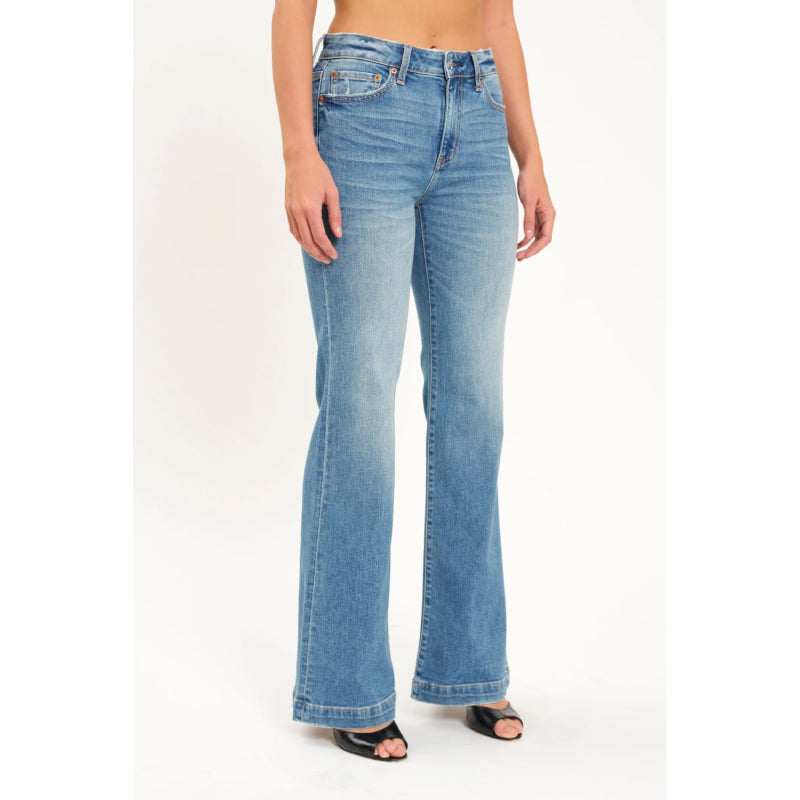 Daze Denim Heart Breaker Mid Rise Flare - Text Me