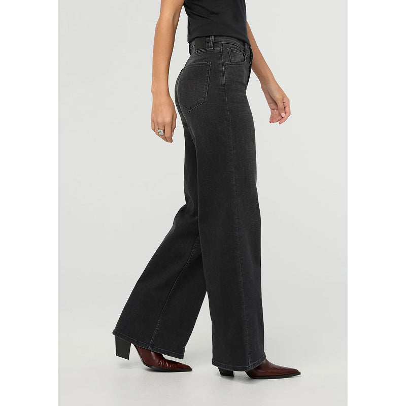 DUER Performance Denim+ High Rise Wide Leg - Faded Black