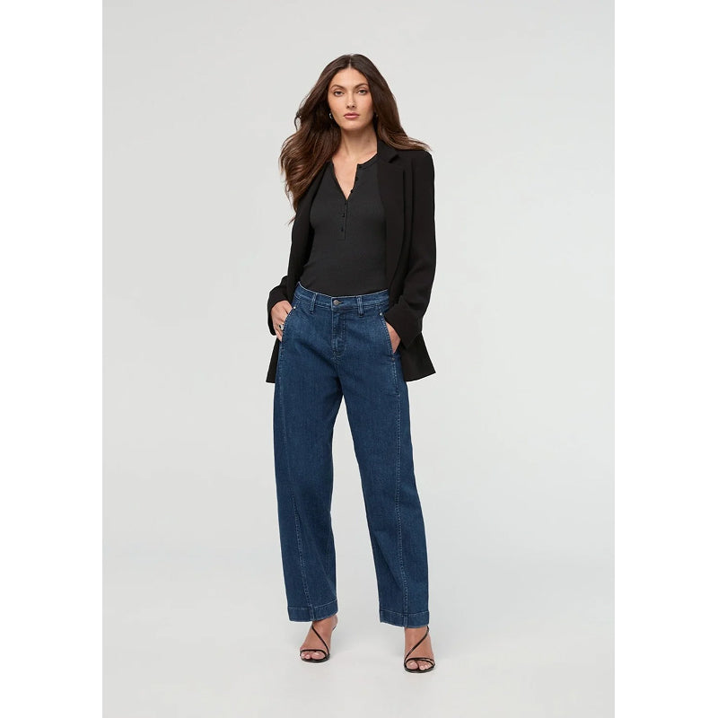 DUER Performance Denim+ High Rise Barrel - Dark Stone