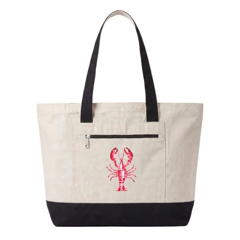 Coastal Canvas Zipper Tote Bag | Lobster