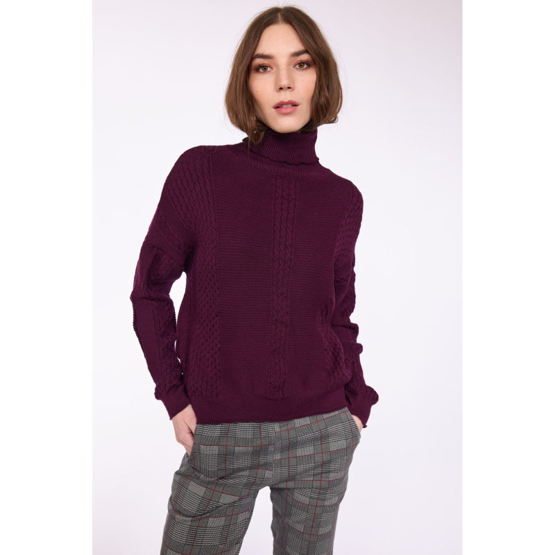 Pistache Cable And Rib Knit Turtleneck
