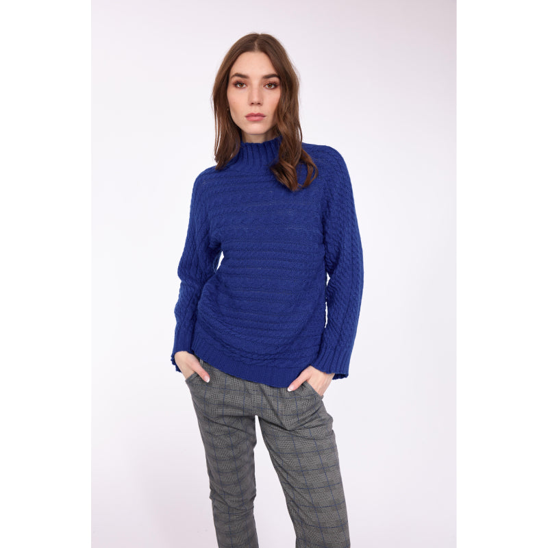 Pistache Cableknit and Ribbed Funnel Neck Sweater