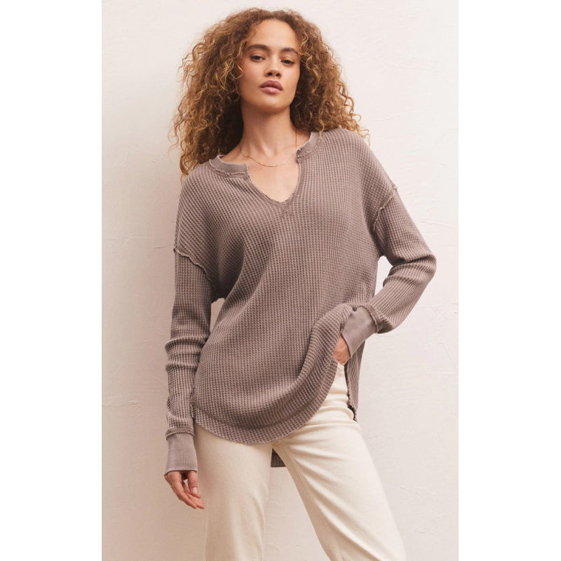 Z Supply Driftwood Thermal Long Sleeve Top