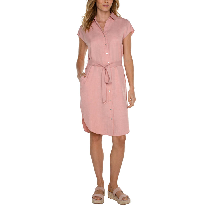 Liverpool Collared Button Front Dress with Belt