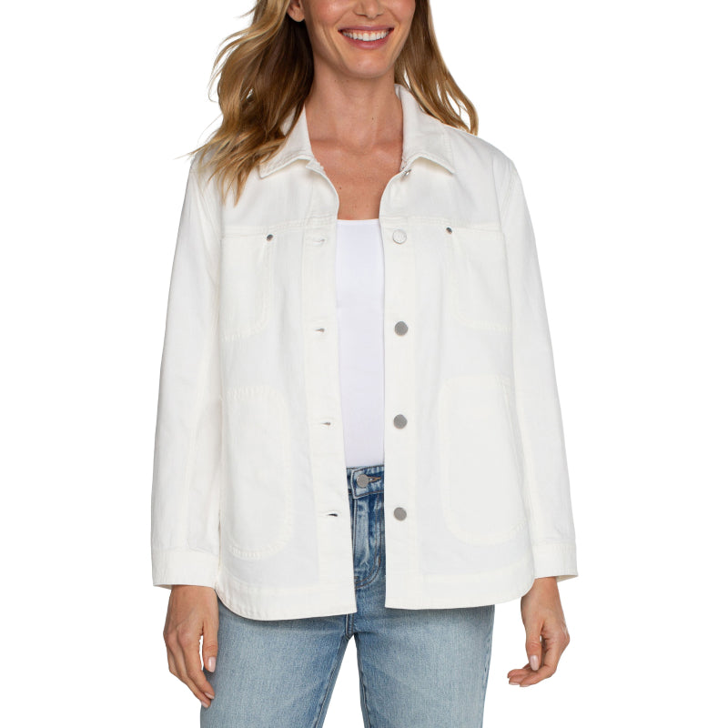 Liverpool Collared Four Pocket Jacket - Bright White