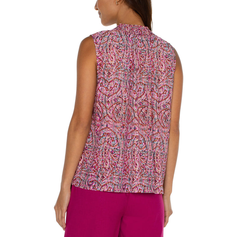 Liverpool Sleeveless Halter Knit Blouse with Ties