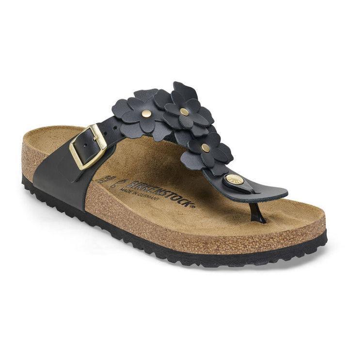 Birkenstock Gizeh Flowers Black Leather - Regular