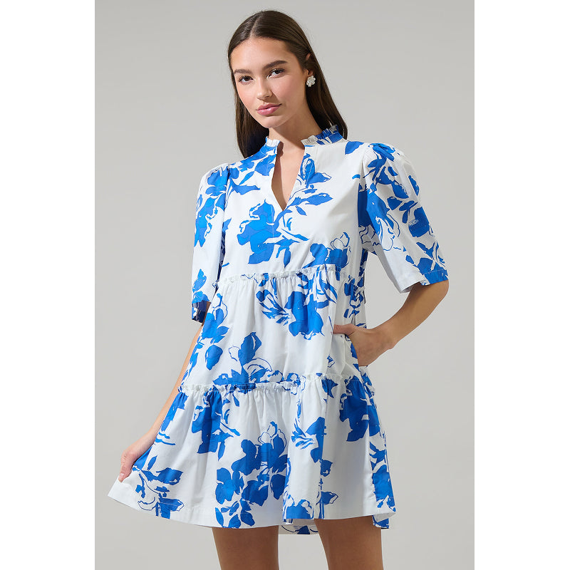 Sugarlips Aby Floral Dixie Split Neck Shift Dress