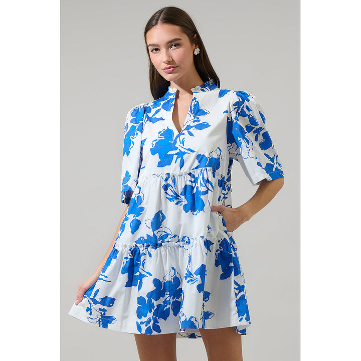 Sugarlips Aby Floral Dixie Split Neck Shift Dress