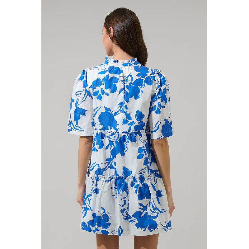 Sugarlips Aby Floral Dixie Split Neck Shift Dress