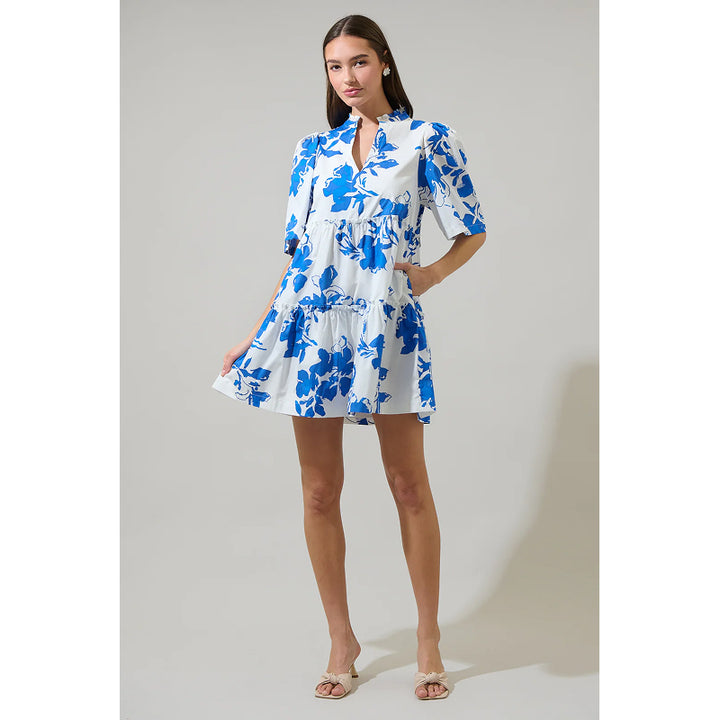Sugarlips Aby Floral Dixie Split Neck Shift Dress