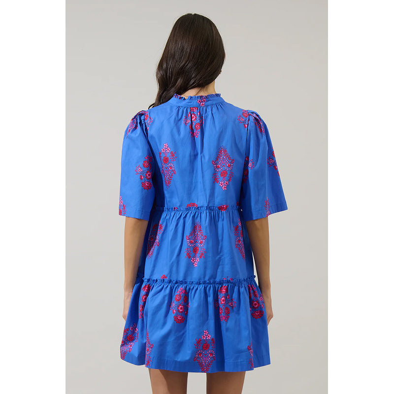 Sugarlips Shayna Floral Dixie Split Neck Shift Dress