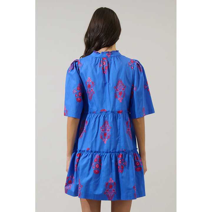 Sugarlips Shayna Floral Dixie Split Neck Shift Dress