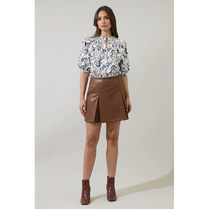 Sugarlips Ralston Floral Blossom Smocked Mock Neck Top