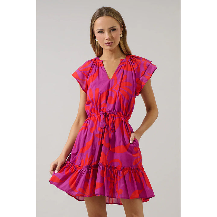 Sugarlips Arona Floral Baden Ruffle Mini Dress