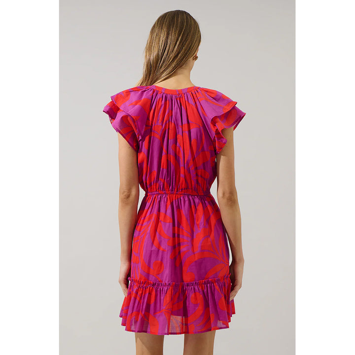 Sugarlips Arona Floral Baden Ruffle Mini Dress