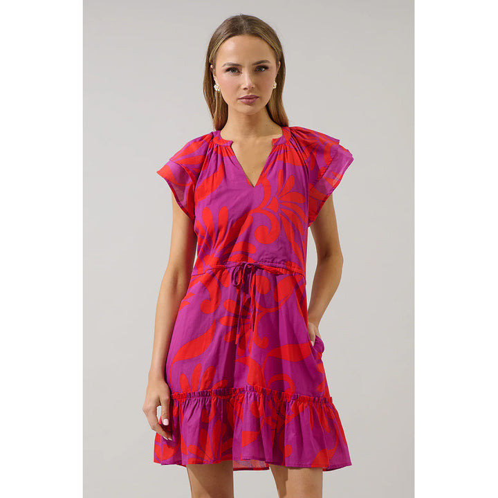 Sugarlips Arona Floral Baden Ruffle Mini Dress