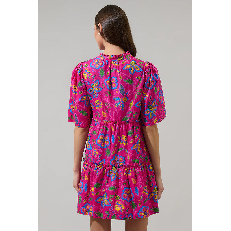 Sugarlips Signy Floral Dixie Split Neck Shift Dress