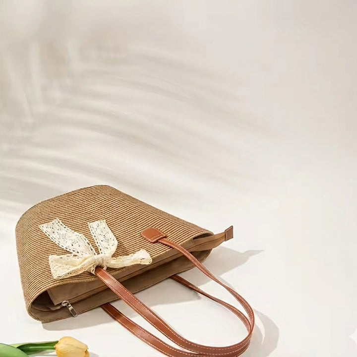 Take It Outside Essentials Ribbon Straw Beach Bag