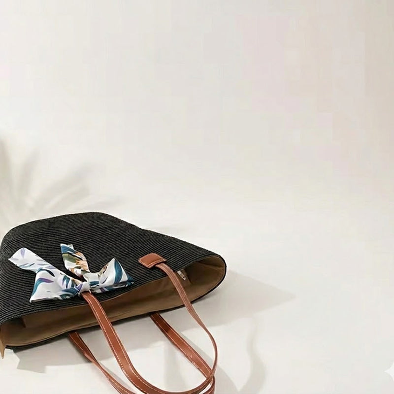 Take It Outside Essentials Ribbon Straw Beach Bag