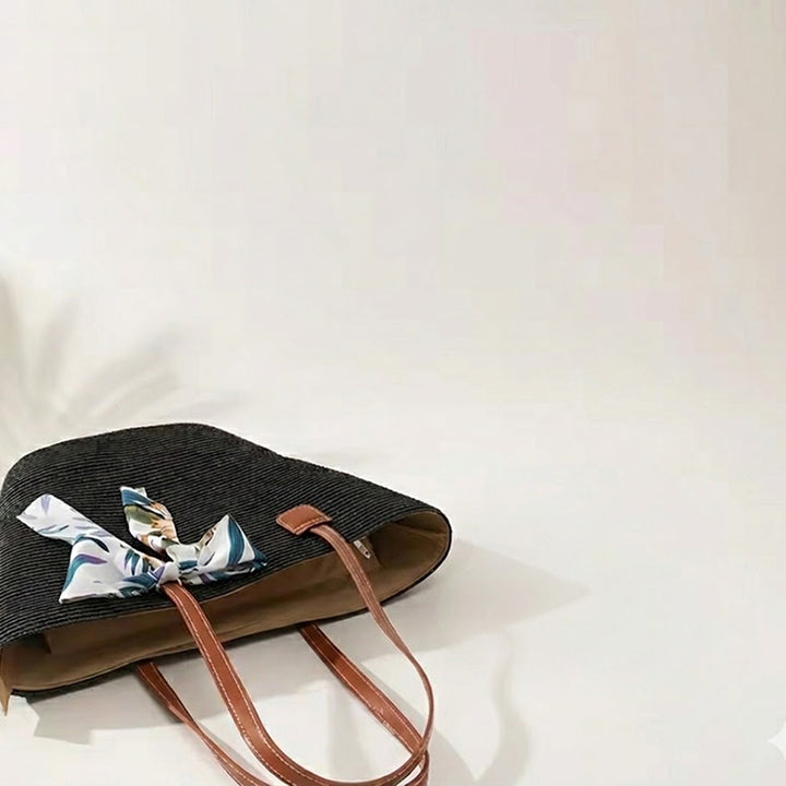 Take It Outside Essentials Ribbon Straw Beach Bag