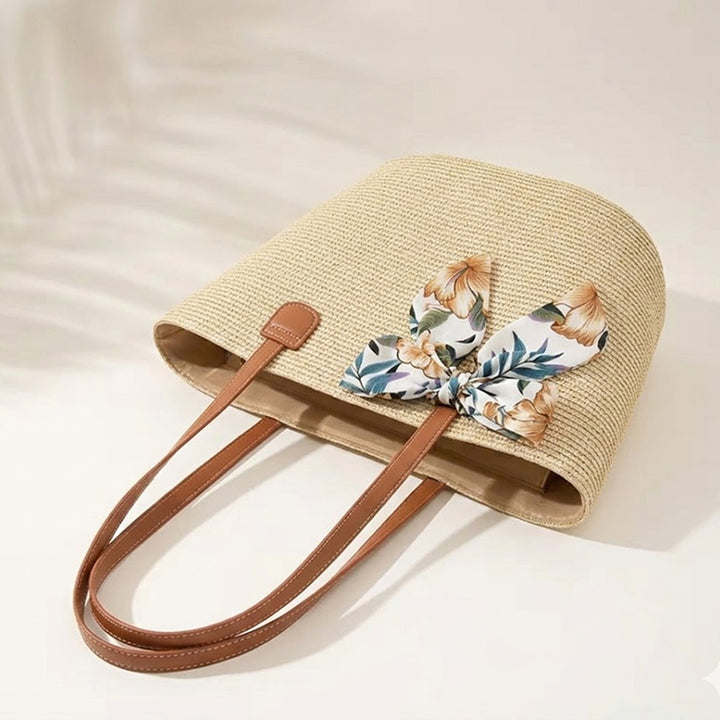 Take It Outside Essentials Ribbon Straw Beach Bag