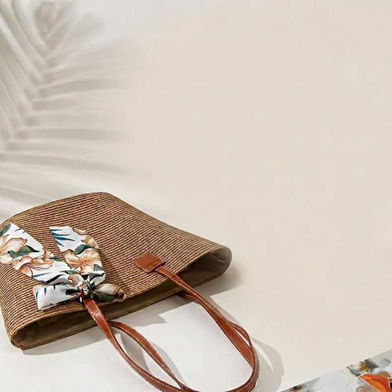 Take It Outside Essentials Ribbon Straw Beach Bag