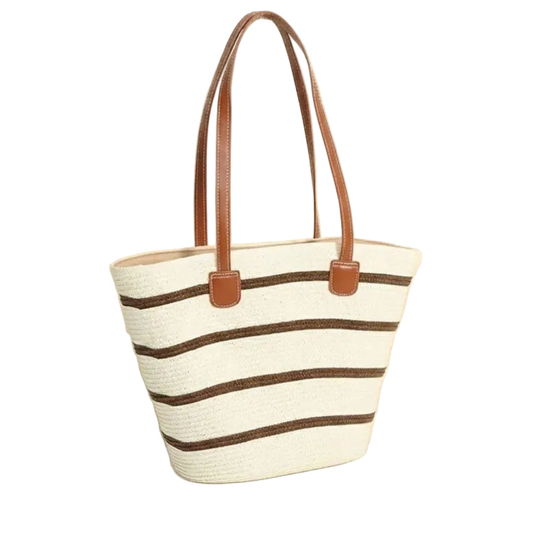 Take It Outside Essentials Striped Straw Beach Bag