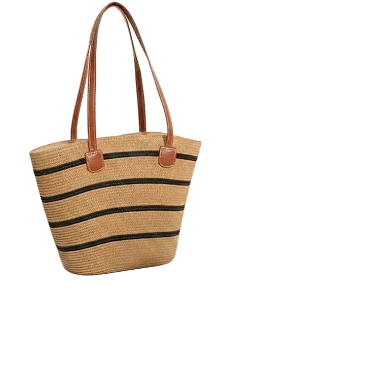 Take It Outside Essentials Striped Straw Beach Bag