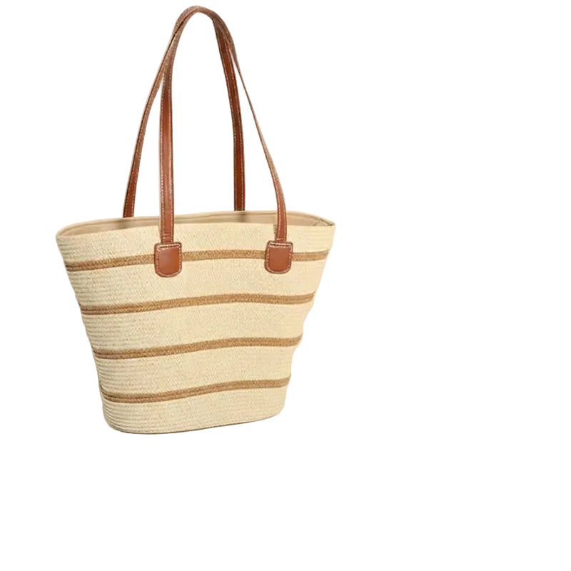 Take It Outside Essentials Striped Straw Beach Bag