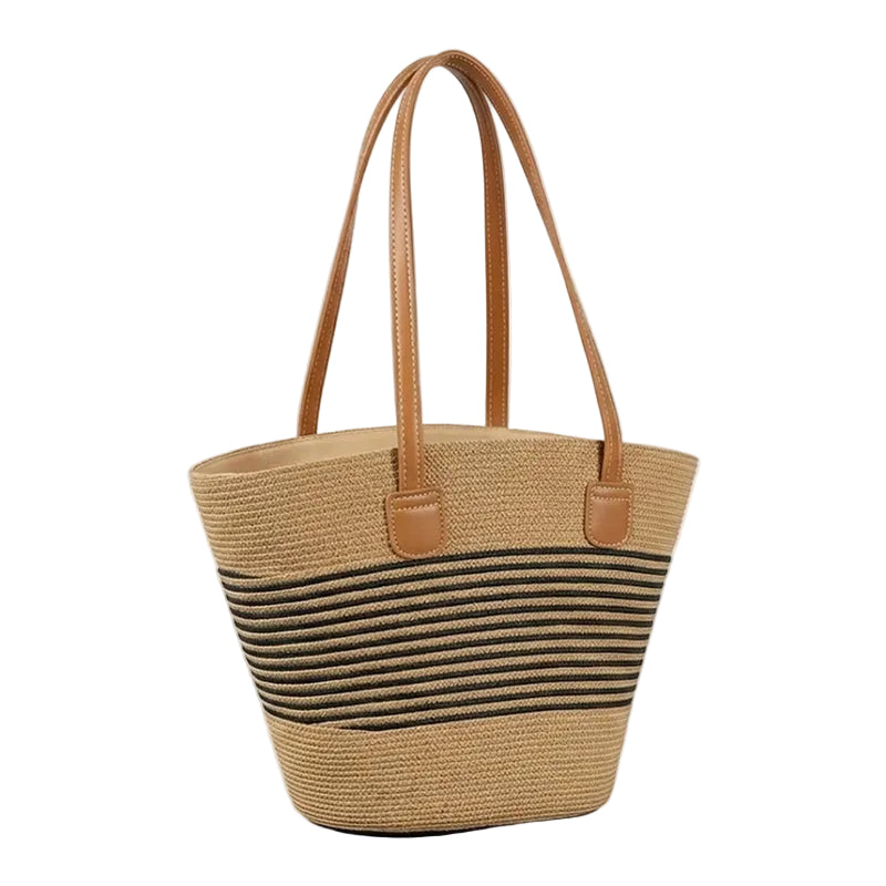 Take It Outside Essentials Striped Straw Beach Bag