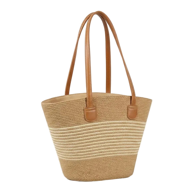 Take It Outside Essentials Striped Straw Beach Bag