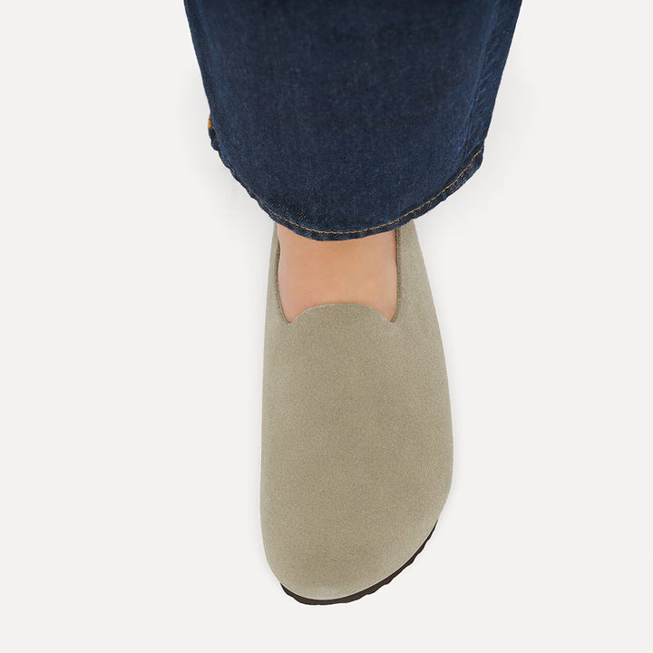 Birkenstock Amsterdam Cuir Suède Enveloppé - Taupe