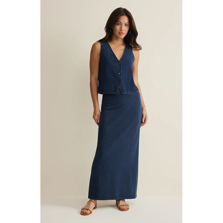 Z Supply Gail Jersey Denim Midi Skirt