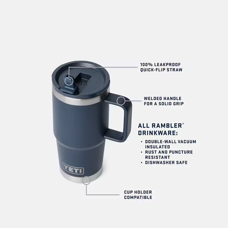 Yeti 20 oz Rambler Travel Mug with Color-Matched Straw Lid
