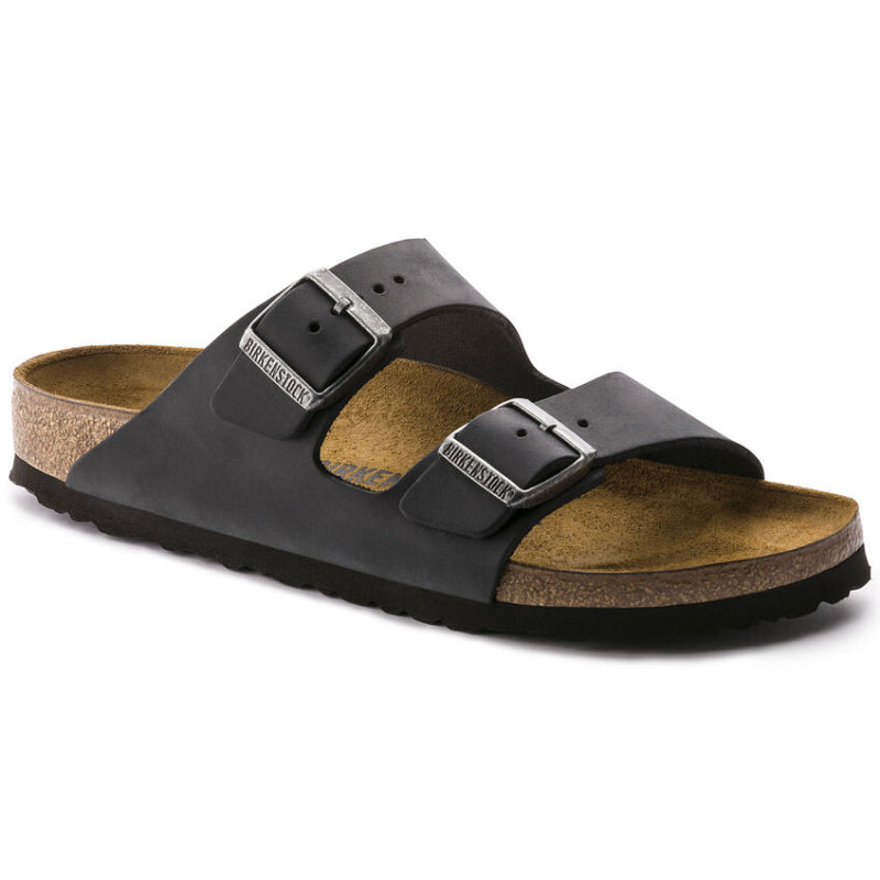 Birkenstock Arizona Black Oiled Leather Sandals - Narrow