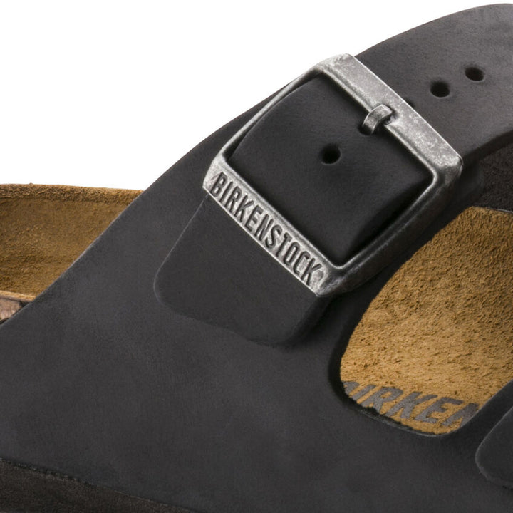 Birkenstock Arizona Black Oiled Leather Sandals - Narrow