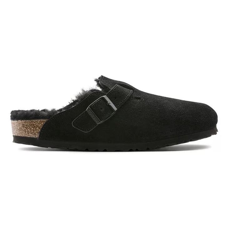 Birkenstock Boston Shearling Suede Leather Black - Regular