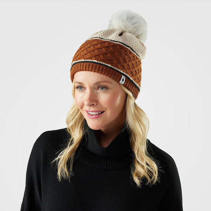 Smartwool Cable Knit Colorblock Pom Beanie