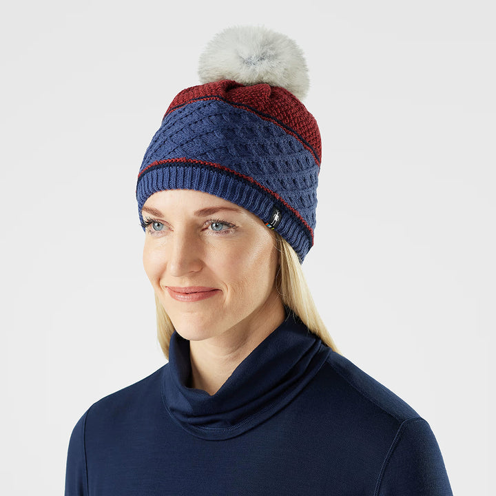 Smartwool Cable Knit Colorblock Pom Beanie