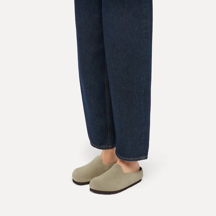 Birkenstock Amsterdam Cuir Suède Enveloppé - Taupe
