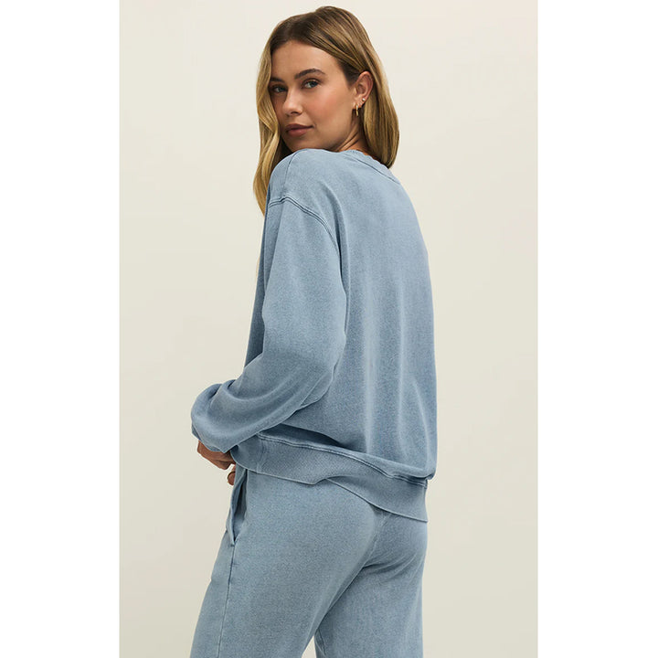 Z Supply Boyfriend Knit Denim Sweatshirt