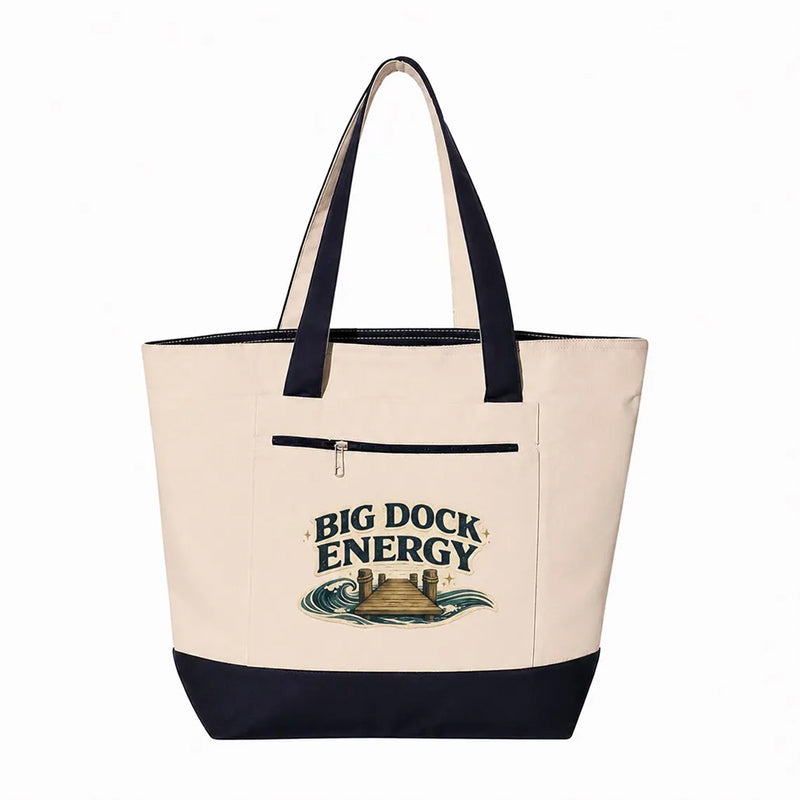 Coastal Canvas Zipper Tote Bag | Big Dock Energy