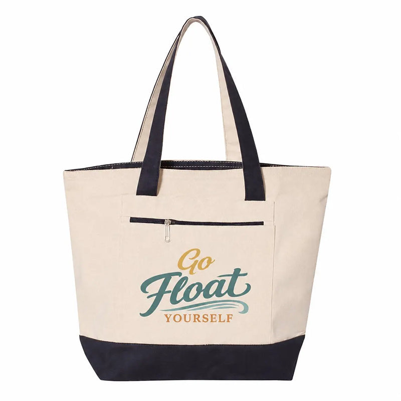 Coastal Canvas Zipper Tote Bag | Go Float Yourself