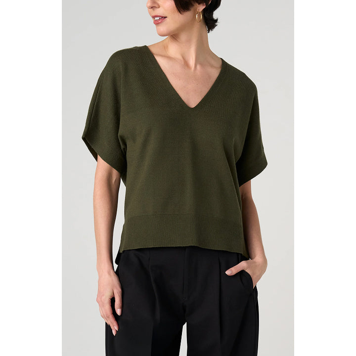 Liverpool Short Sleeve V-neck Dolman Sweater