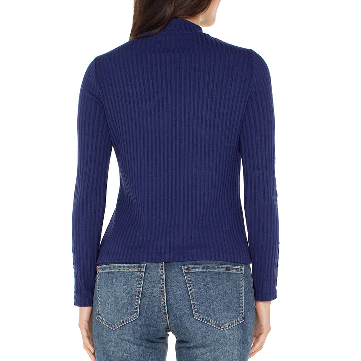 Liverpool Long Sleeve Mock Neck with Button Detail