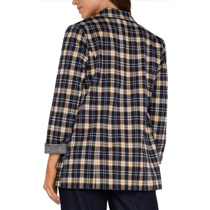 Liverpool Boyfriend Blazer With Princess Dart - Dark Navy Tartan Plaid