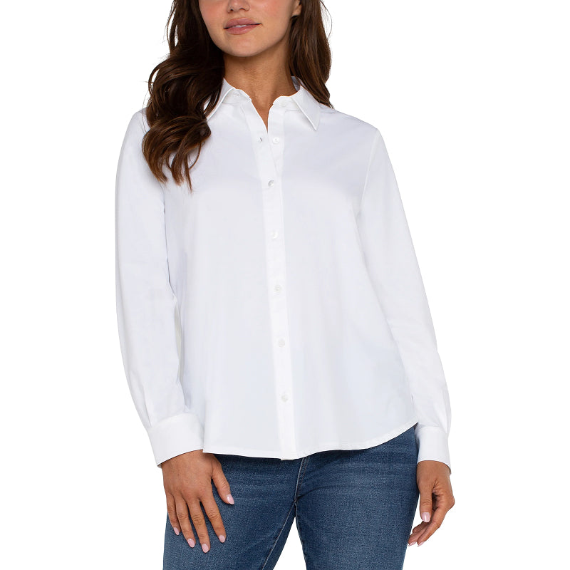 Chemise en maille à manches longues et boutonnée Liverpool